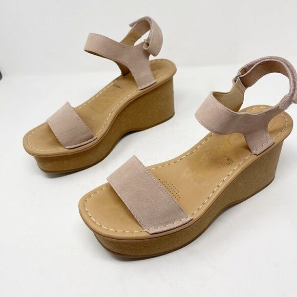 Corso Como Suede Wedges Velcro Sandals Size 11 - Picture 5 of 9